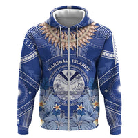 Marshall Islands Jemenei Day Zip Hoodie Polynesian Tribal Tattoo Seashell Necklace LT05 Zip Hoodie Blue - Polynesian Pride