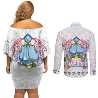 Guam Chamorro Liberation Day Couples Matching Off Shoulder Short Dress and Long Sleeve Button Shirt 82nd Anniversary LT05 - Polynesian Pride