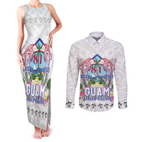 Guam Chamorro Liberation Day Couples Matching Tank Maxi Dress and Long Sleeve Button Shirt 82nd Anniversary LT05 White - Polynesian Pride