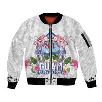 Guam Chamorro Liberation Day Sleeve Zip Bomber Jacket 82nd Anniversary LT05 Unisex White - Polynesian Pride