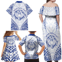Northern Mariana Islands Liberation Day Family Matching Off Shoulder Maxi Dress and Hawaiian Shirt 79th Anniversary