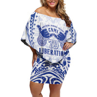Northern Mariana Islands Liberation Day Off Shoulder Short Dress 79th Anniversary