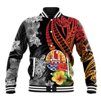 French Polynesia Bastille Day Baseball Jacket Tropical Turtle Hibiscus Polynesian Pattern LT05 Unisex Black - Polynesian Pride