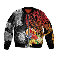 French Polynesia Bastille Day Bomber Jacket Tropical Turtle Hibiscus Polynesian Pattern