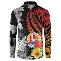 French Polynesia Bastille Day Button Sweatshirt Tropical Turtle Hibiscus Polynesian Pattern LT05 Black - Polynesian Pride