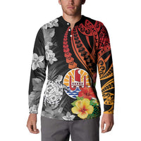 French Polynesia Bastille Day Button Sweatshirt Tropical Turtle Hibiscus Polynesian Pattern LT05 - Polynesian Pride