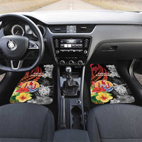 French Polynesia Bastille Day Car Mats Tropical Turtle Hibiscus Polynesian Pattern LT05 Set 2pcs - Front Black - Polynesian Pride
