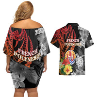French Polynesia Bastille Day Couples Matching Off Shoulder Short Dress and Hawaiian Shirt Tropical Turtle Hibiscus Polynesian Pattern LT05 - Polynesian Pride