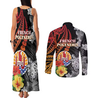 French Polynesia Bastille Day Couples Matching Tank Maxi Dress and Long Sleeve Button Shirt Tropical Turtle Hibiscus Polynesian Pattern LT05 - Polynesian Pride