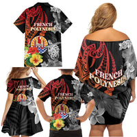 French Polynesia Bastille Day Family Matching Off Shoulder Short Dress and Hawaiian Shirt Tropical Turtle Hibiscus Polynesian Pattern LT05 - Polynesian Pride