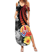French Polynesia Bastille Day Family Matching Summer Maxi Dress and Hawaiian Shirt Tropical Turtle Hibiscus Polynesian Pattern LT05 Mom's Dress Black - Polynesian Pride