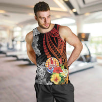 French Polynesia Bastille Day Men Tank Top Tropical Turtle Hibiscus Polynesian Pattern LT05 Black - Polynesian Pride