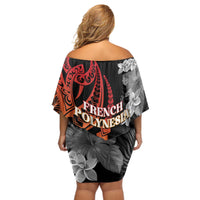 French Polynesia Bastille Day Off Shoulder Short Dress Tropical Turtle Hibiscus Polynesian Pattern LT05 - Polynesian Pride