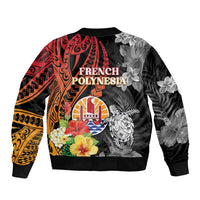 French Polynesia Bastille Day Sleeve Zip Bomber Jacket Tropical Turtle Hibiscus Polynesian Pattern