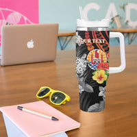 Personalised French Polynesia Bastille Day Tumbler With Handle Tropical Turtle Hibiscus Polynesian Pattern LT05 - Polynesian Pride