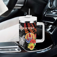 Personalised French Polynesia Bastille Day Tumbler With Handle Tropical Turtle Hibiscus Polynesian Pattern LT05 - Polynesian Pride