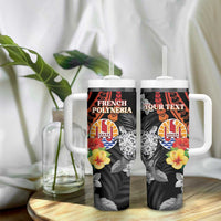 Personalised French Polynesia Bastille Day Tumbler With Handle Tropical Turtle Hibiscus Polynesian Pattern LT05 - Polynesian Pride