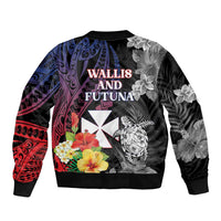 Wallis and Futuna Bastille Day Bomber Jacket Tropical Turtle Hibiscus Polynesian Pattern