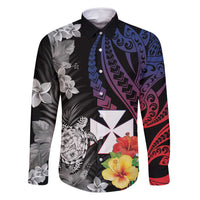 Wallis and Futuna Bastille Day Family Matching Off Shoulder Maxi Dress and Hawaiian Shirt Tropical Turtle Hibiscus Polynesian Pattern