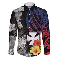 Wallis and Futuna Bastille Day Family Matching Puletasi and Hawaiian Shirt Tropical Turtle Hibiscus Polynesian Pattern