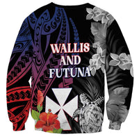 Wallis and Futuna Bastille Day Sweatshirt Tropical Turtle Hibiscus Polynesian Pattern