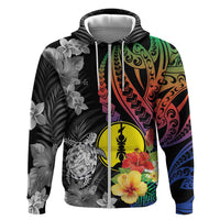 New Caledonia Bastille Day Hoodie Tropical Turtle Hibiscus Polynesian Pattern