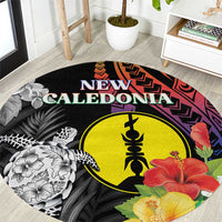 New Caledonia Bastille Day Round Carpet Tropical Turtle Hibiscus Polynesian Pattern