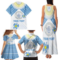 Personalised Palau Constitution Day Family Matching Tank Maxi Dress and Hawaiian Shirt Polynesian Turtle