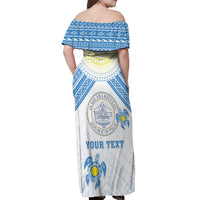 Personalised Palau Constitution Day Off Shoulder Maxi Dress Polynesian Turtle