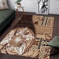 Samoa Siapo Elegant Area Rug Hibiscus Chocolate Brown Motifs - Polynesian Pride