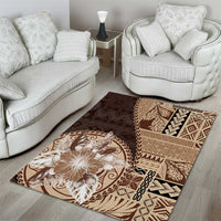 Samoa Siapo Elegant Area Rug Hibiscus Chocolate Brown Motifs - Polynesian Pride