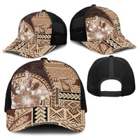 Samoa Siapo Elegant Baseball Net Cap Hibiscus Chocolate Brown Motifs LT05 - Polynesian Pride