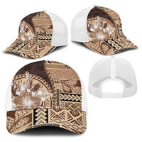 Samoa Siapo Elegant Baseball Net Cap Hibiscus Chocolate Brown Motifs LT05 - Polynesian Pride