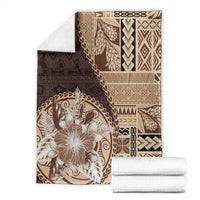 Samoa Siapo Elegant Blanket Hibiscus Chocolate Brown Motifs - Polynesian Pride