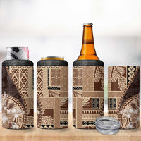 Samoa Siapo Elegant 4 in 1 Can Cooler Tumbler Hibiscus Chocolate Brown Motifs LT05 - Polynesian Pride