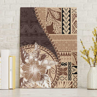 Samoa Siapo Elegant Canvas Wall Art Hibiscus Chocolate Brown Motifs LT05 Without Frame Brown - Polynesian Pride