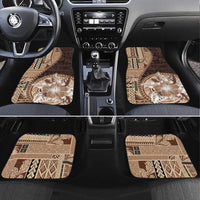 Samoa Siapo Elegant Car Mats Hibiscus Chocolate Brown Motifs LT05 Set 4pcs Brown - Polynesian Pride
