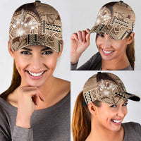 Samoa Siapo Elegant Classic Cap Hibiscus Chocolate Brown Motifs LT05 - Polynesian Pride