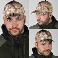 Samoa Siapo Elegant Classic Cap Hibiscus Chocolate Brown Motifs LT05 - Polynesian Pride