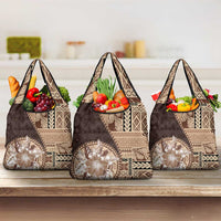 Samoa Siapo Elegant Grocery Bag Hibiscus Chocolate Brown Motifs LT05 3-pack One Size Brown - Polynesian Pride