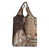 Samoa Siapo Elegant Grocery Bag Hibiscus Chocolate Brown Motifs LT05 - Polynesian Pride