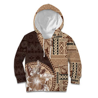 Samoa Siapo Elegant Kid Hoodie Hibiscus Chocolate Brown Motifs LT05 Hoodie Brown - Polynesian Pride
