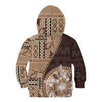 Samoa Siapo Elegant Kid Hoodie Hibiscus Chocolate Brown Motifs LT05 - Polynesian Pride