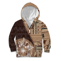 Samoa Siapo Elegant Kid Hoodie Hibiscus Chocolate Brown Motifs LT05 Zip Hoodie Brown - Polynesian Pride