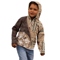 Samoa Siapo Elegant Kid Hoodie Hibiscus Chocolate Brown Motifs LT05 - Polynesian Pride