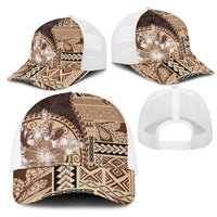 Samoa Siapo Elegant Mesh Trucker Cap Hibiscus Chocolate Brown Motifs LT05 - Polynesian Pride