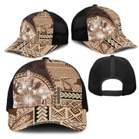 Samoa Siapo Elegant Mesh Trucker Cap Hibiscus Chocolate Brown Motifs LT05 - Polynesian Pride