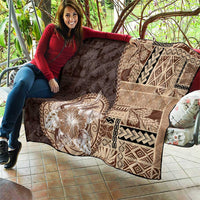 Samoa Siapo Elegant Quilt Hibiscus Chocolate Brown Motifs - Polynesian Pride
