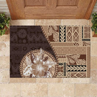 Samoa Siapo Elegant Rubber Doormat Hibiscus Chocolate Brown Motifs LT05 Brown - Polynesian Pride