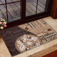 Samoa Siapo Elegant Rubber Doormat Hibiscus Chocolate Brown Motifs LT05 - Polynesian Pride